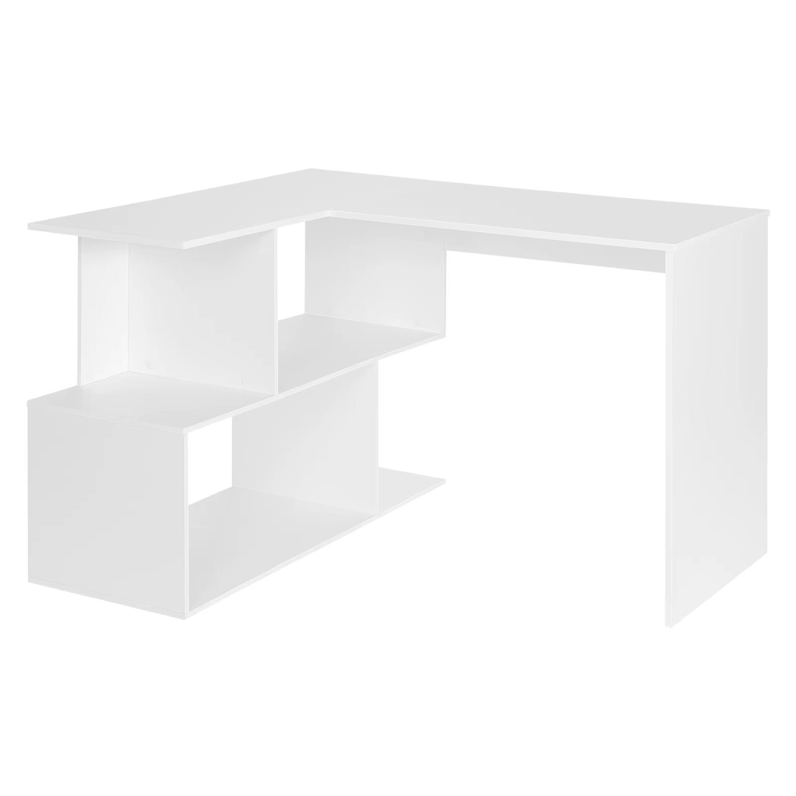 White/Black PC Work Computer Table Chipboard Desk with Shelves for Study Student Writing Table Home Office Work Furniture
