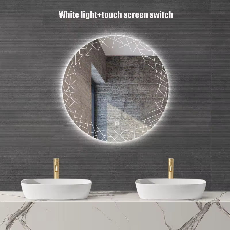 Nordic Style Bathroom Mirror Wall Mounted Touch Screen Makeup Mirrors Led Circular Smart Mirror Espelho Para Banheiro