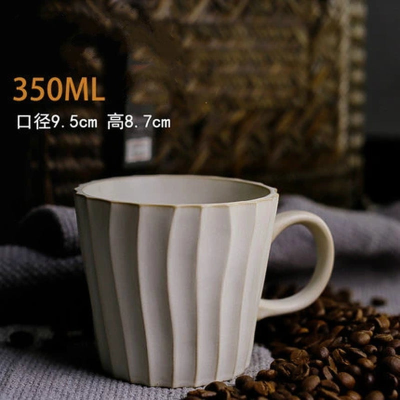 Japanese Retro Irregular Ceramic Coffee Cup Exquisite Saucer Set Cappuccino Cup Home Espresso Cups