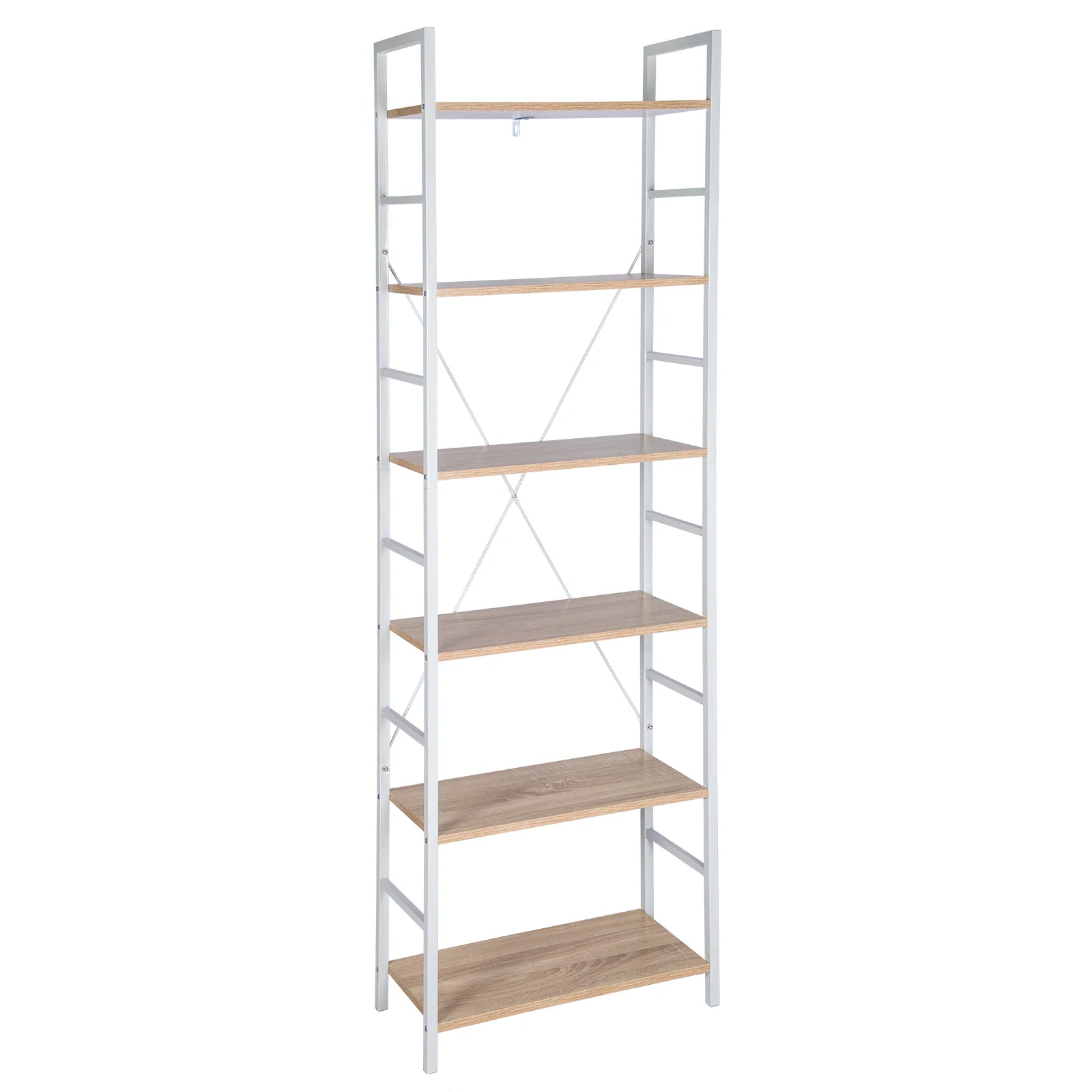 Wooden Black White Shelf Unit Shelving Storage 6 Tiers Shelves Bookcase Garage Shed Storage Rack Kitchen Organizer Decor