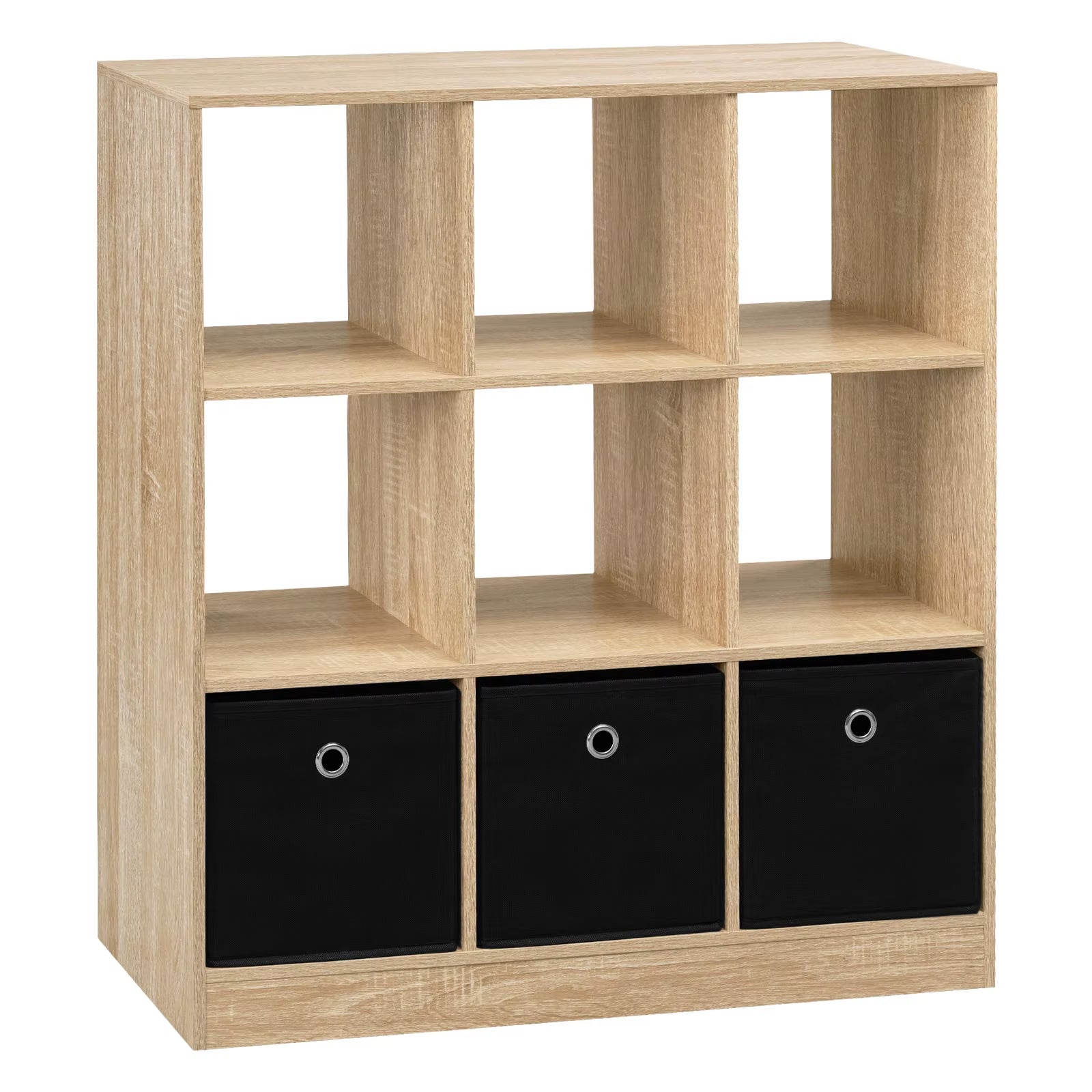 Bookcase Storage Shelf Unit Cube with 9 Lockers 3 Fabric Drawers Bookshelf for Living Room Office Children'S Room