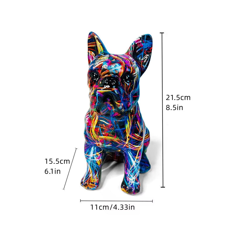 Graffiti Dachshund Figurine Colorful Dog Statue Home Table Decoration Resin Bulldog Sculpture Animal Dogs Ornament for Room Desk