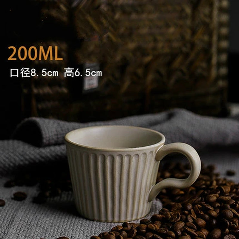 Japanese Retro Irregular Ceramic Coffee Cup Exquisite Saucer Set Cappuccino Cup Home Espresso Cups