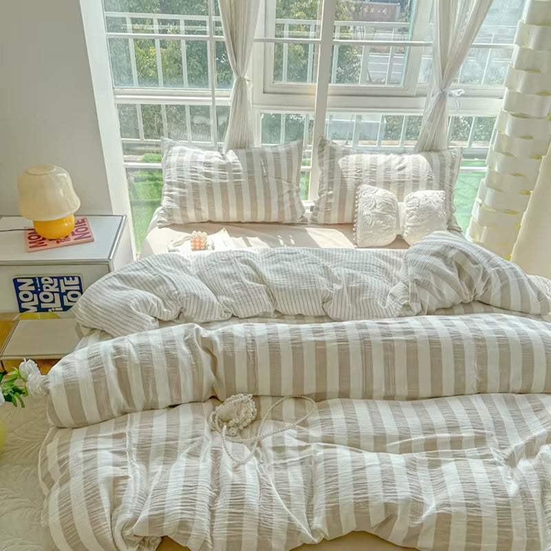 Nordic Sling Bed 150 Bedding Sets Stripes Duvet Cover Set Quilt Cover Bed Sheet Quilt Sets Queen Size INS Blogger Comforter Sets