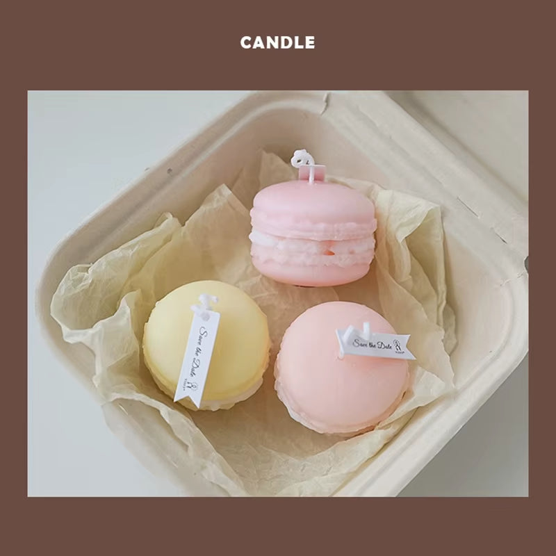Macaroon Shape Scented Aromatic Candles Natural Soy Wax Candles Cute Aromatherapy Candle Wedding Home Decoration Birthday Gifts