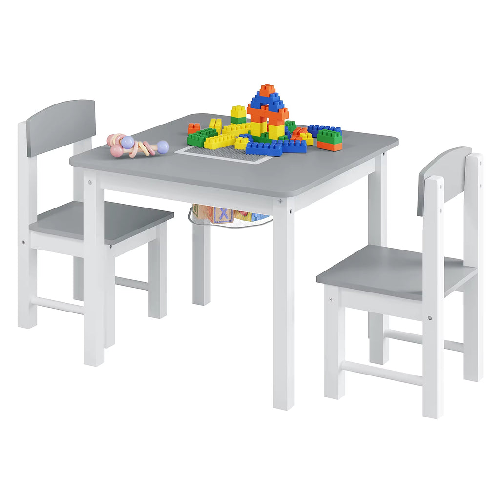 1SET Children'S Table Chairs Kid Learning Writing Study Desk with Block Base Plate Reversible Top Storage for Girls Boys