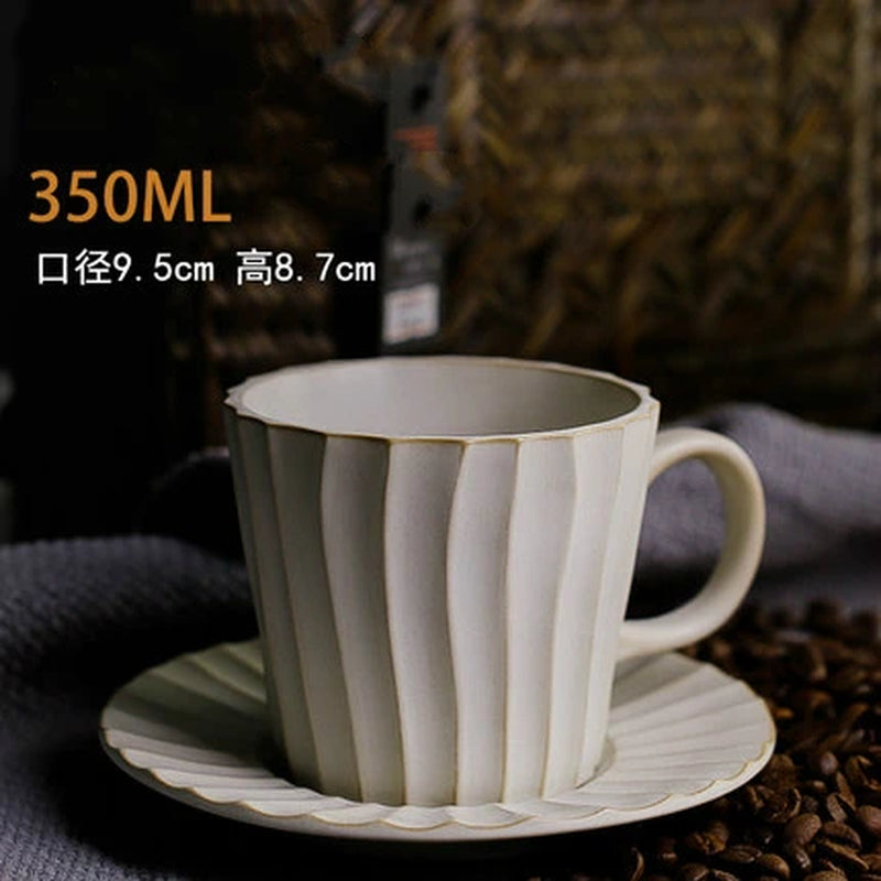 Japanese Retro Irregular Ceramic Coffee Cup Exquisite Saucer Set Cappuccino Cup Home Espresso Cups