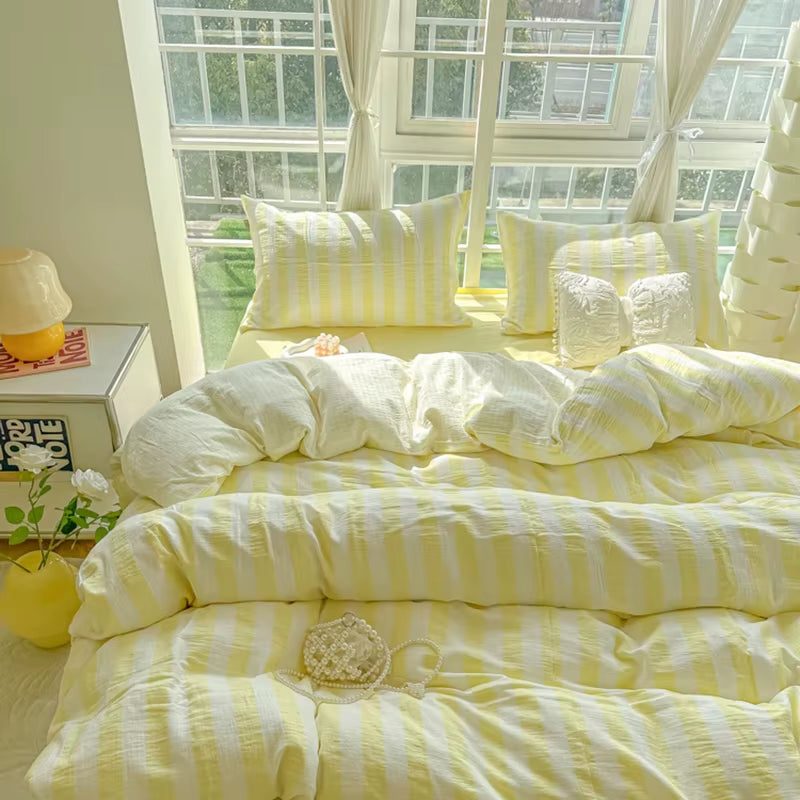 Nordic Sling Bed 150 Bedding Sets Stripes Duvet Cover Set Quilt Cover Bed Sheet Quilt Sets Queen Size INS Blogger Comforter Sets