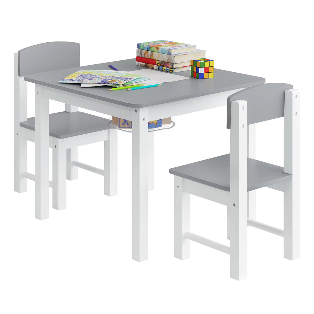 1SET Children'S Table Chairs Kid Learning Writing Study Desk with Block Base Plate Reversible Top Storage for Girls Boys