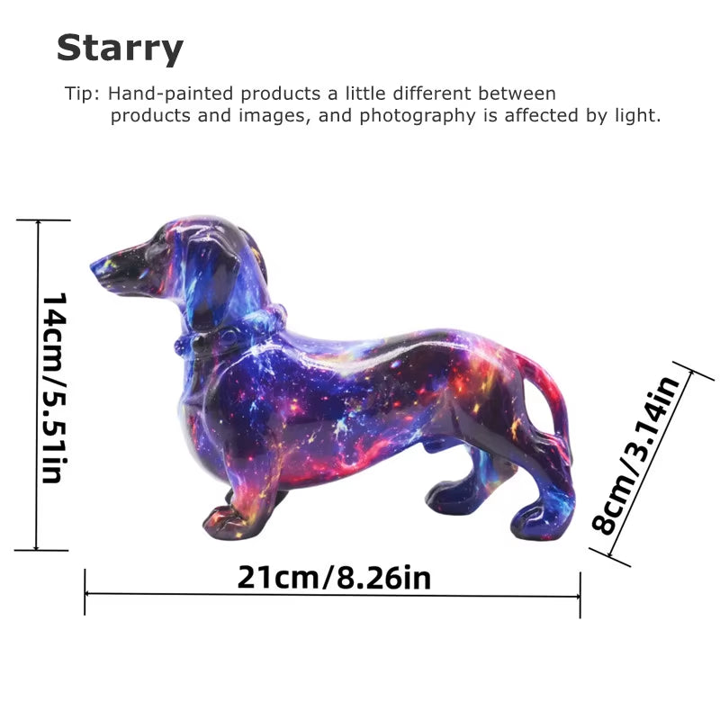 Graffiti Dachshund Figurine Colorful Dog Statue Home Table Decoration Resin Bulldog Sculpture Animal Dogs Ornament for Room Desk