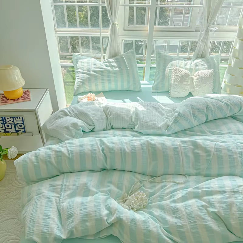 Nordic Sling Bed 150 Bedding Sets Stripes Duvet Cover Set Quilt Cover Bed Sheet Quilt Sets Queen Size INS Blogger Comforter Sets