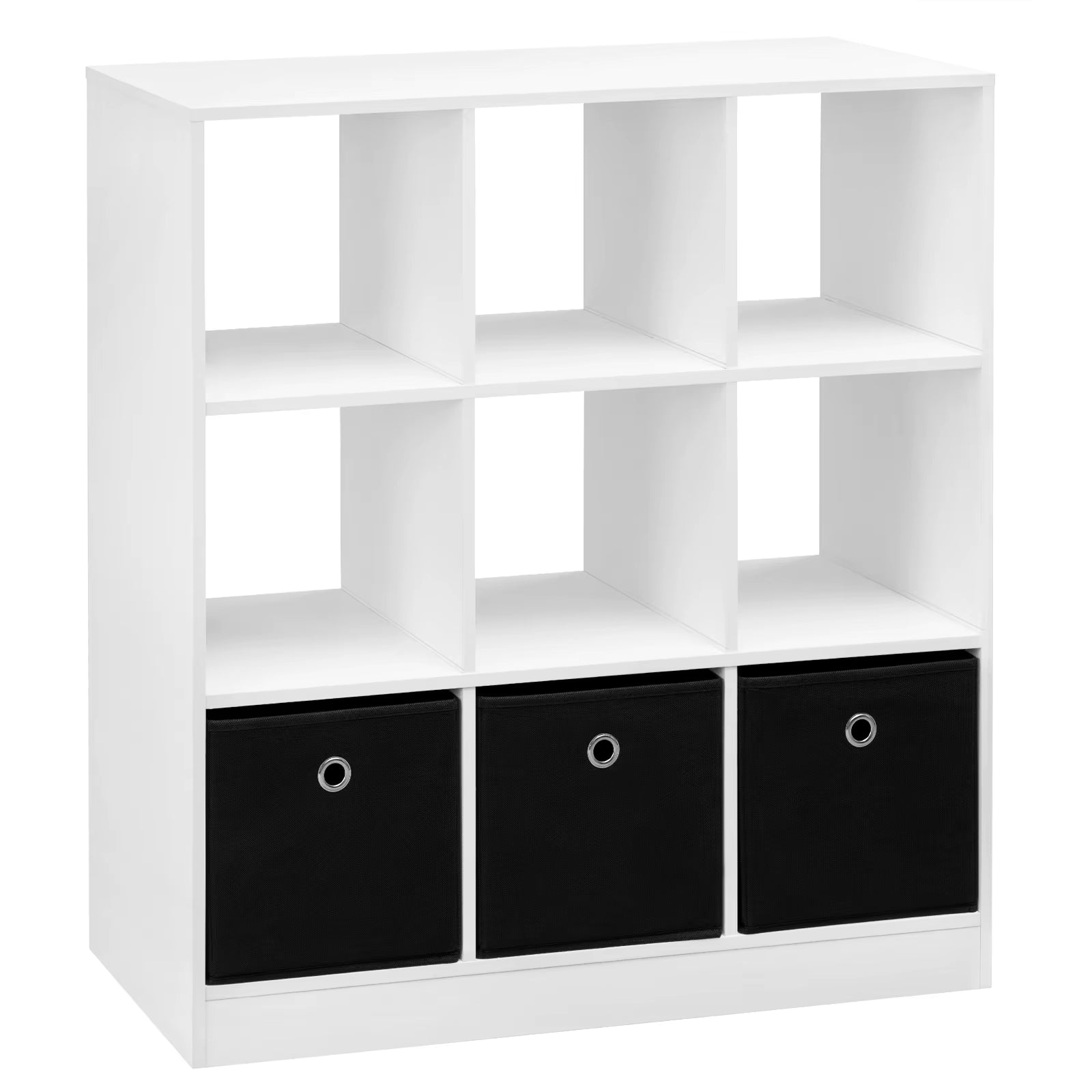 Bookcase Storage Shelf Unit Cube with 9 Lockers 3 Fabric Drawers Bookshelf for Living Room Office Children'S Room