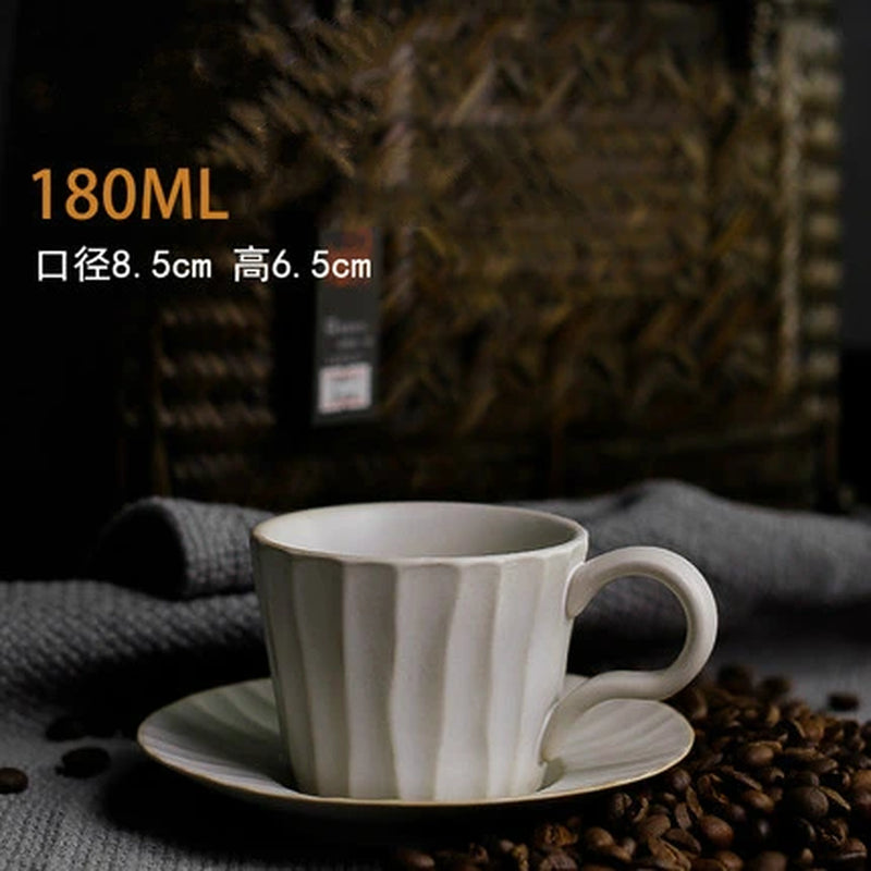 Japanese Retro Irregular Ceramic Coffee Cup Exquisite Saucer Set Cappuccino Cup Home Espresso Cups